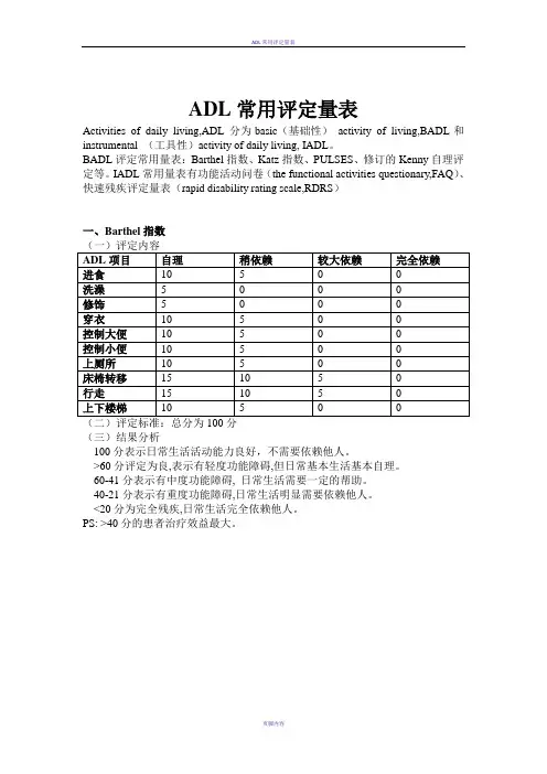 ADL常用评定量表22865