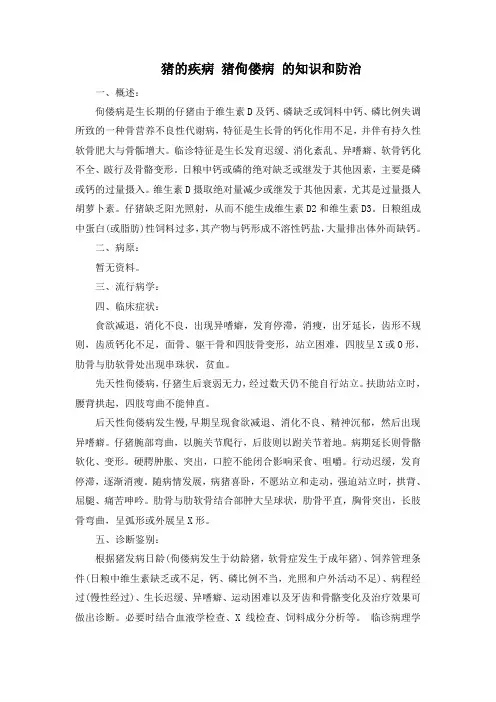 猪的疾病 猪佝偻病 的知识和防治