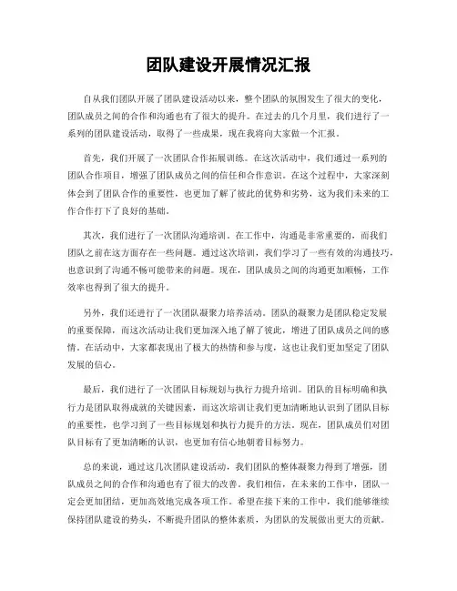 团队建设开展情况汇报