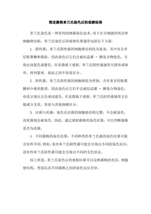 简述菌株革兰氏染色后的观察结果