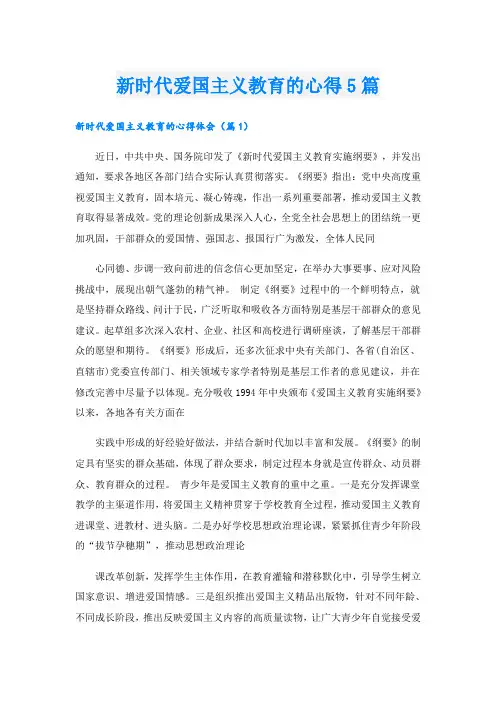新时代爱国主义教育的心得5篇