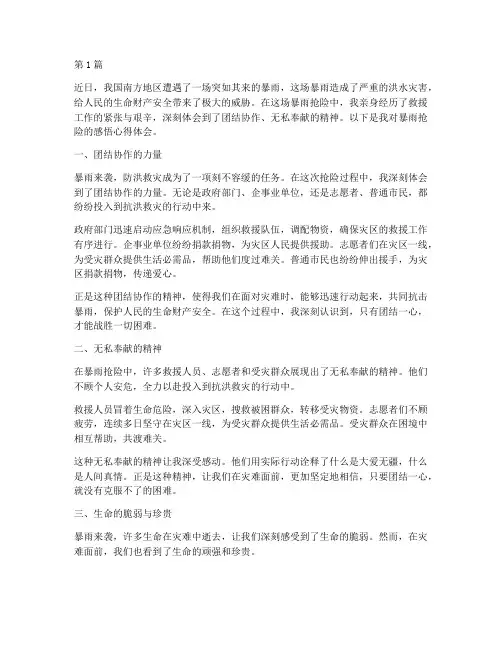 暴雨抢险感悟心得体会(3篇)