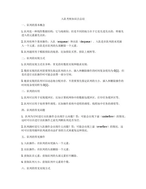入队考核知识点总结