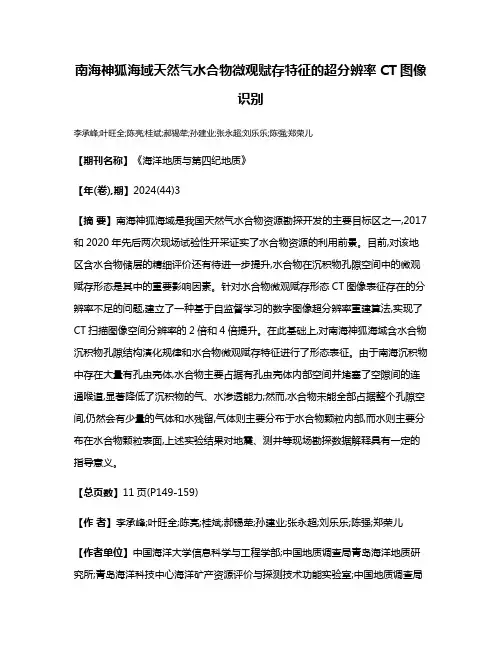 南海神狐海域天然气水合物微观赋存特征的超分辨率CT图像识别