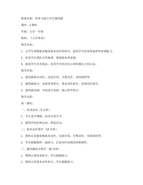青春飞扬大学生健美操教案