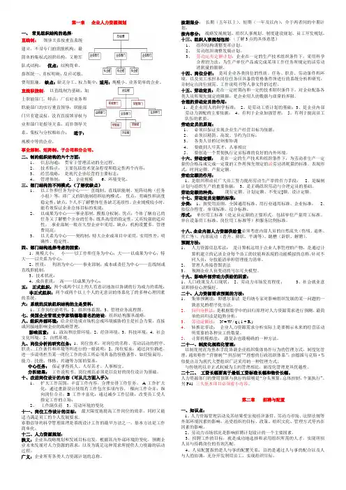 人力资源管理师学习资料汇总