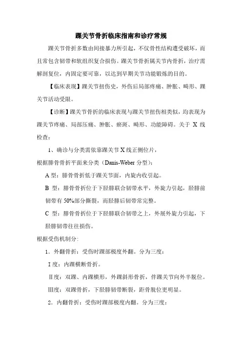 踝关节骨折临床指南和诊疗常规
