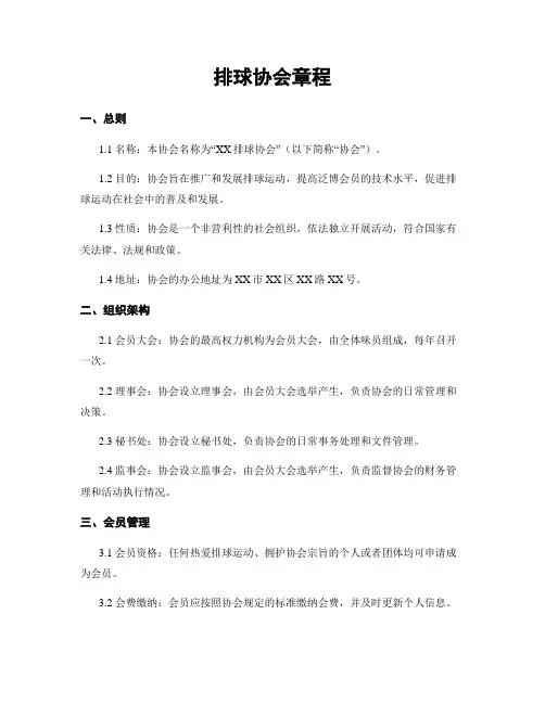 排球协会章程
