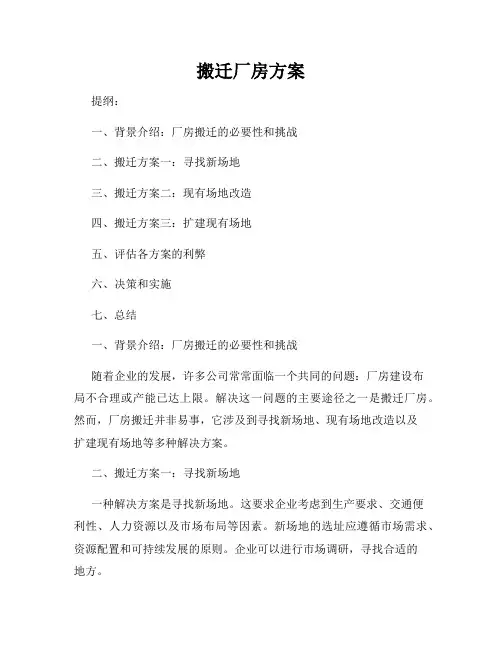 搬迁厂房方案