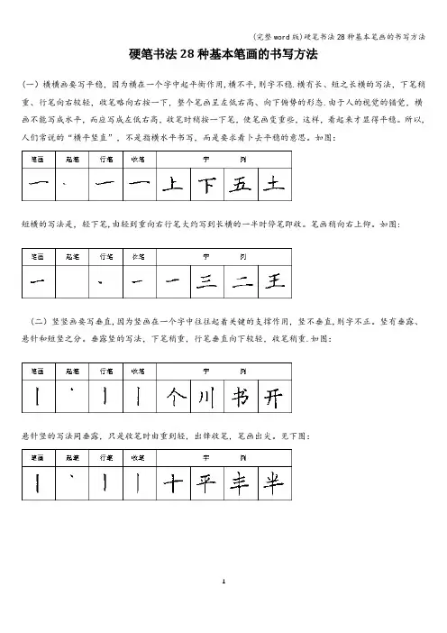 (完整word版)硬笔书法28种基本笔画的书写方法