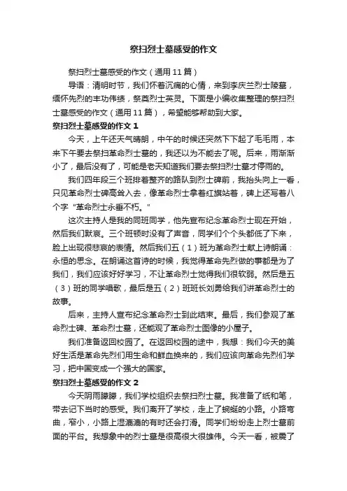 祭扫烈士墓感受的作文（通用11篇）