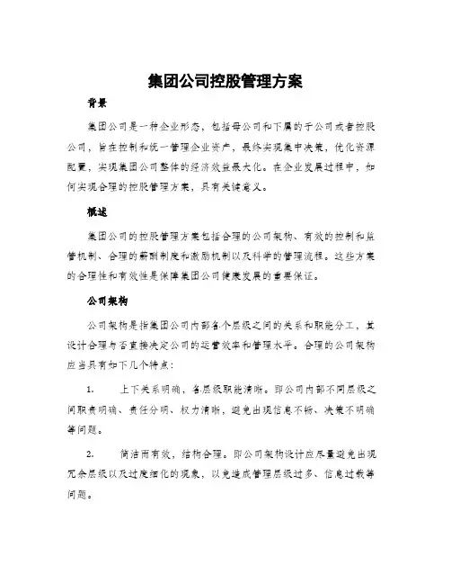 集团公司控股管理方案