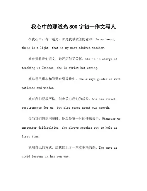 我心中的那道光800字初一作文写人