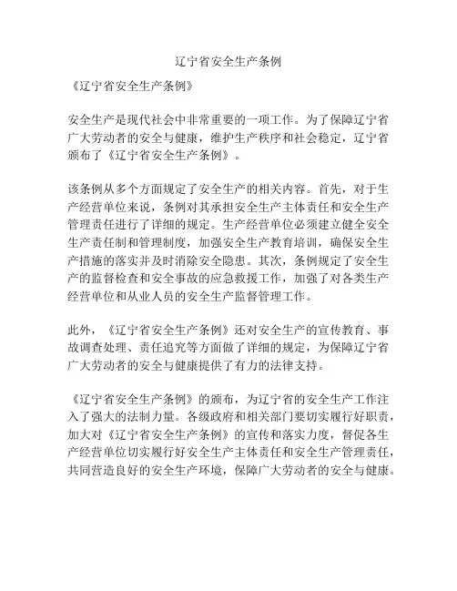 辽宁省安全生产条例