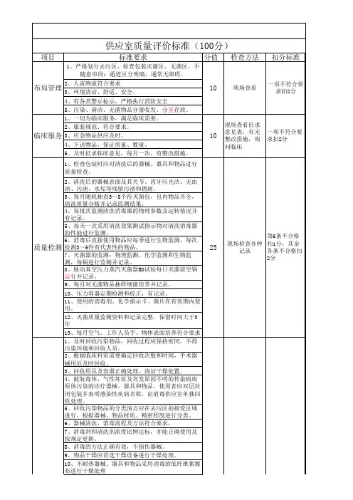 供应室质量检查标准