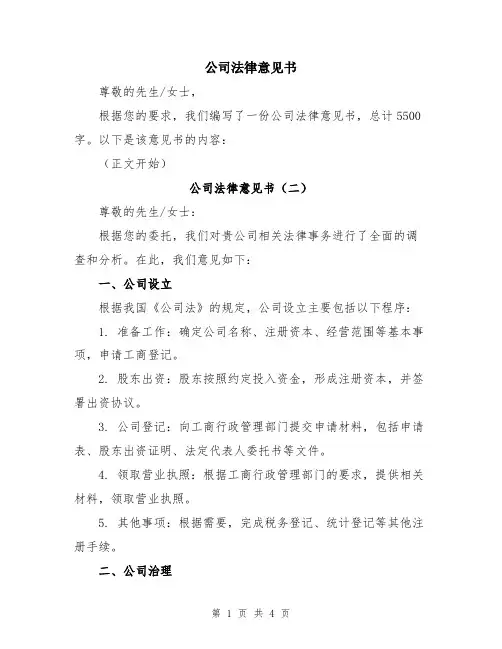 公司法律意见书