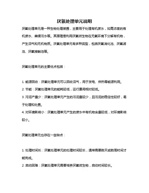 厌氧处理单元说明