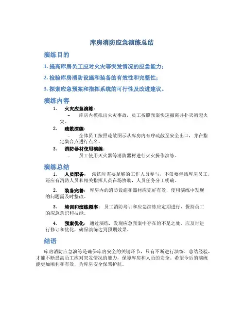 库房消防应急演练总结