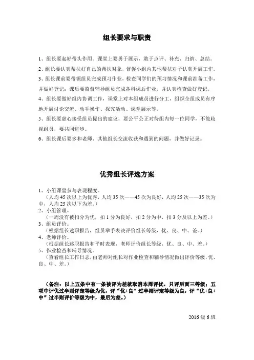 组长职责与要求