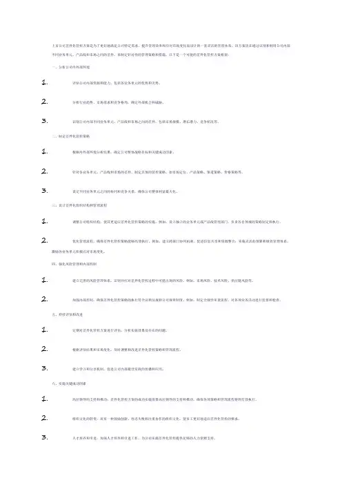 上市公司差异化管控的方案