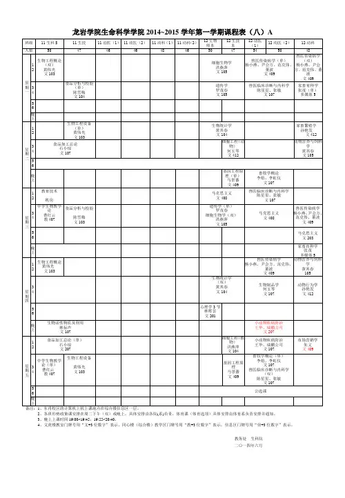 生科生科院课表更新