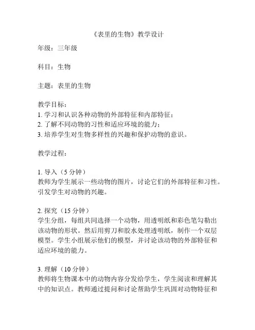 《表里的生物》教学设计
