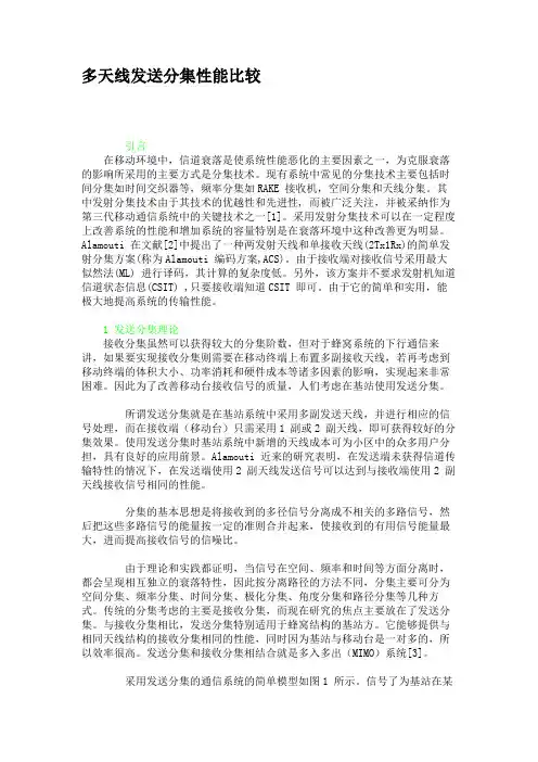 多天线发送分集性能比较概要