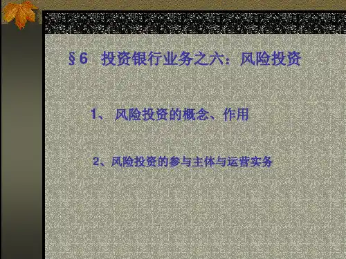 投资银行理论与实务 第六章 风险投资