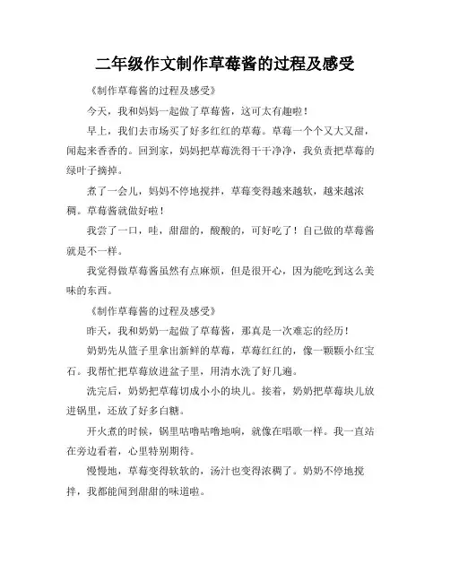 二年级作文制作草莓酱的过程及感受