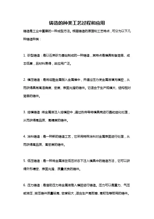 铸造的种类工艺过程和应用