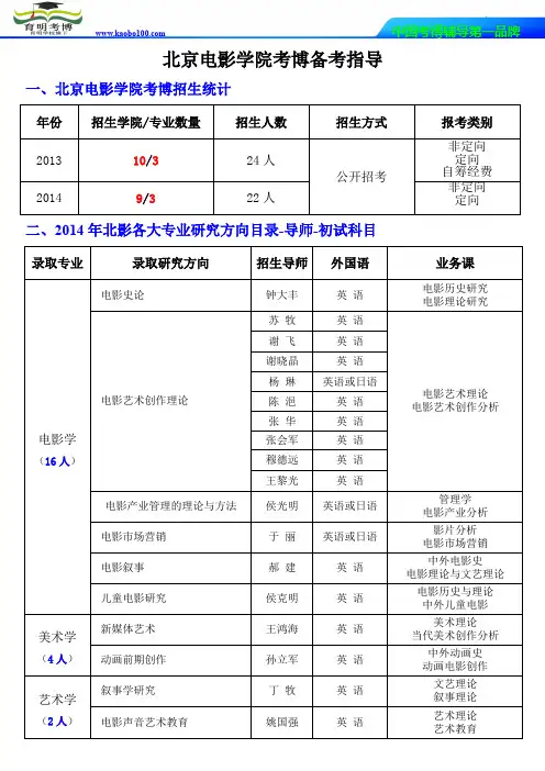 北京电影学院考博考试大纲-保录报录比-分数线-参考书-育明考博