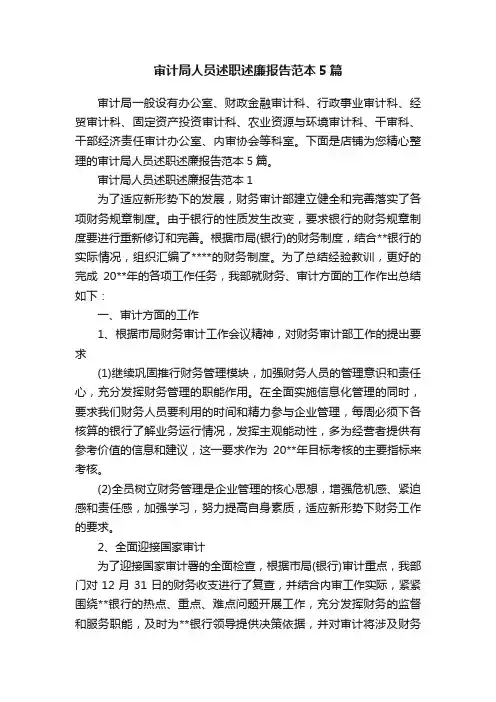 审计局人员述职述廉报告范本5篇