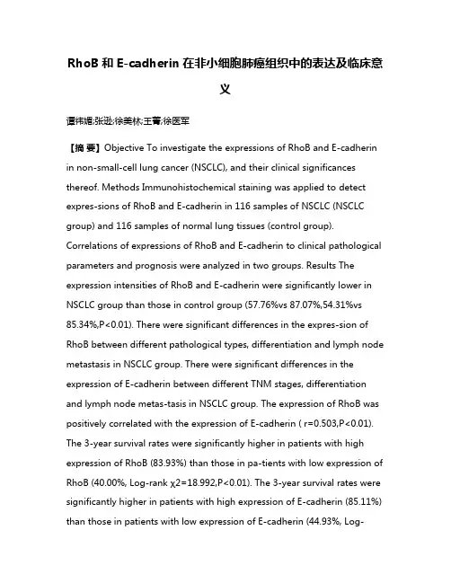 RhoB和E-cadherin在非小细胞肺癌组织中的表达及临床意义