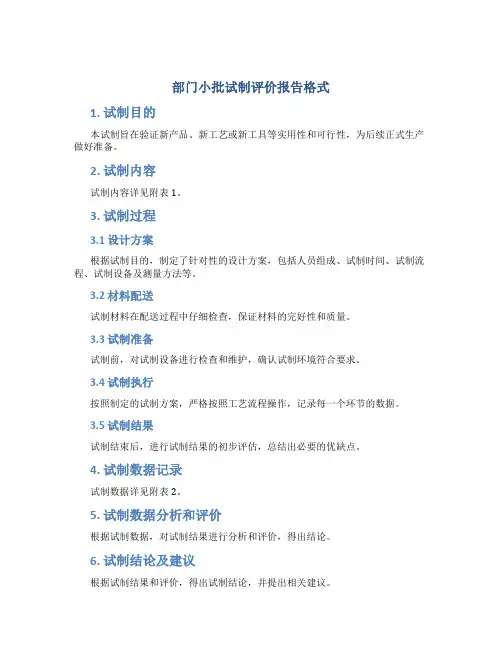部门小批试制评价报告格式