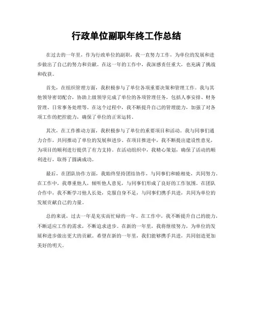 行政单位副职年终工作总结
