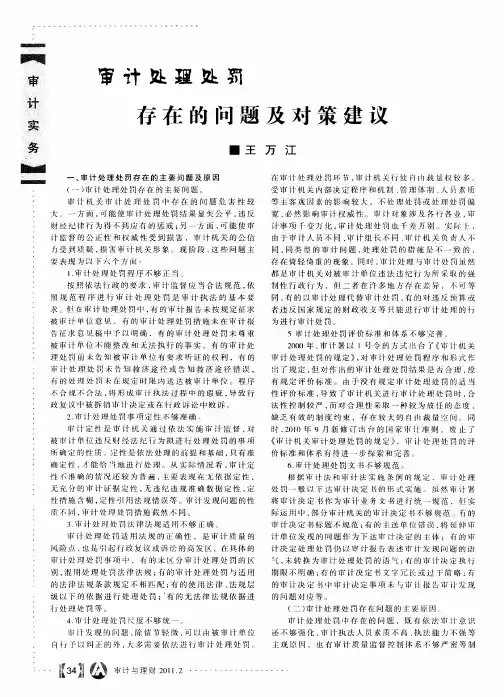审计处理处罚存在的问题及对策建议