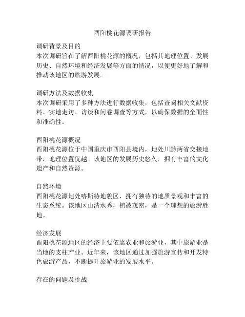 酉阳桃花源调研报告