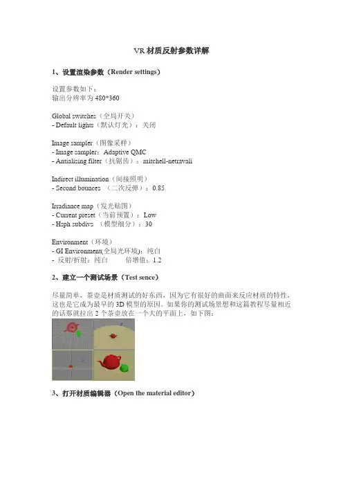 VR材质反射参数详解