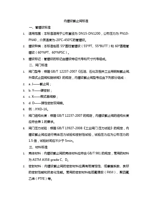 内螺纹截止阀标准