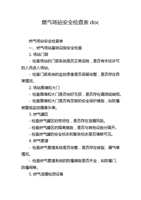 燃气场站安全检查表doc