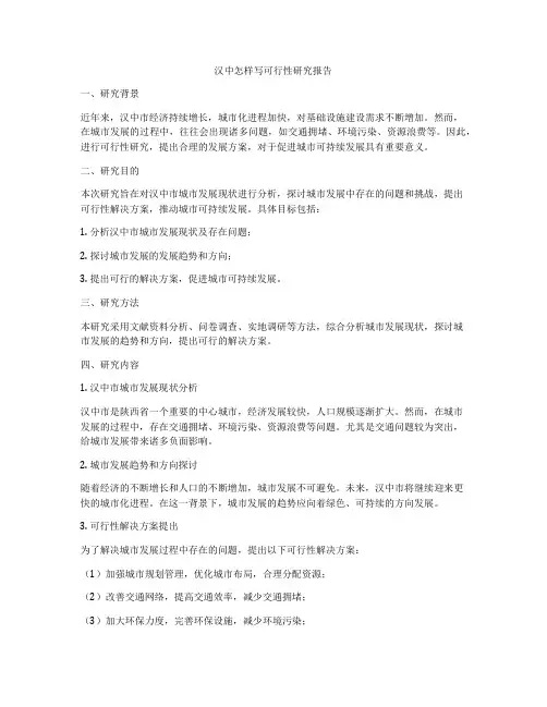 汉中怎样写可行性研究报告