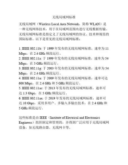 无线局域网标准