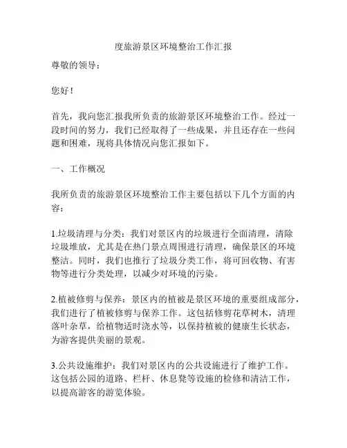 度旅游景区环境整治工作汇报