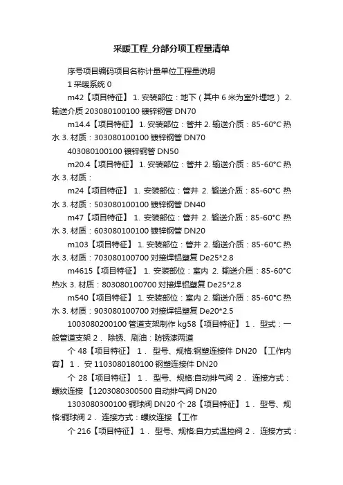 采暖工程_分部分项工程量清单