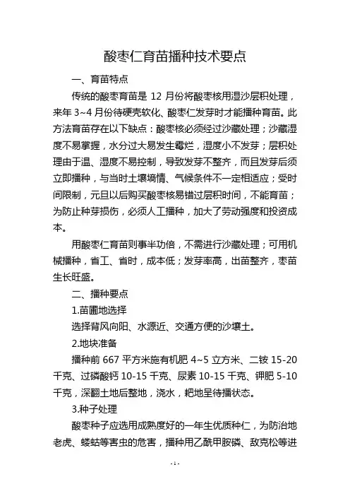 酸枣仁育苗播种技术要点