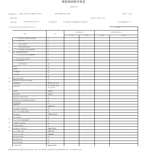 最新增值税纳税申报表主表附表附表二