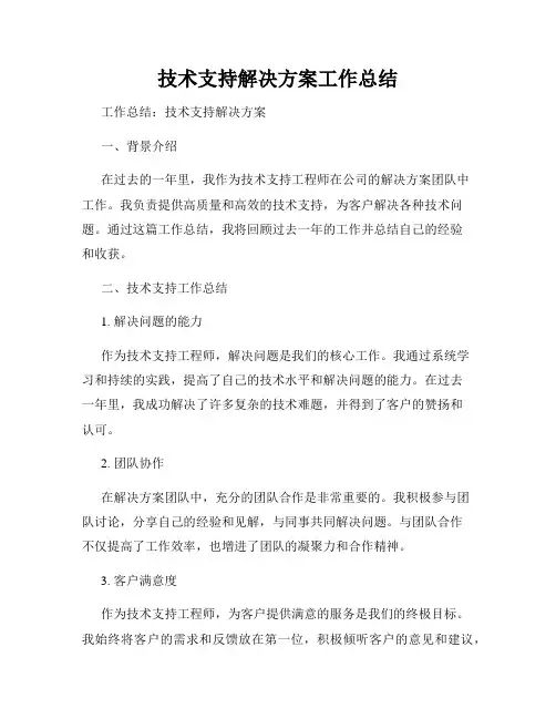 技术支持解决方案工作总结