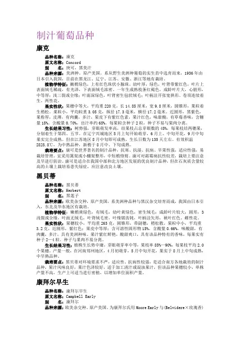 葡萄品种大全
