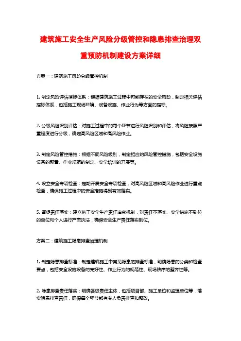 建筑施工安全生产风险分级管控和隐患排查治理双重预防机制建设方案详细