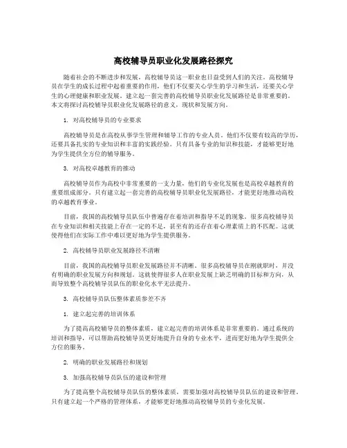高校辅导员职业化发展路径探究